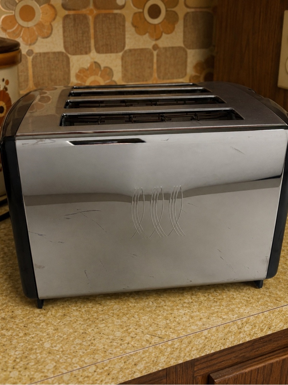 VTG Toastmaster 4 Wide Slot Toaster D1050 Chrome Black With Box  70’s 80s Model